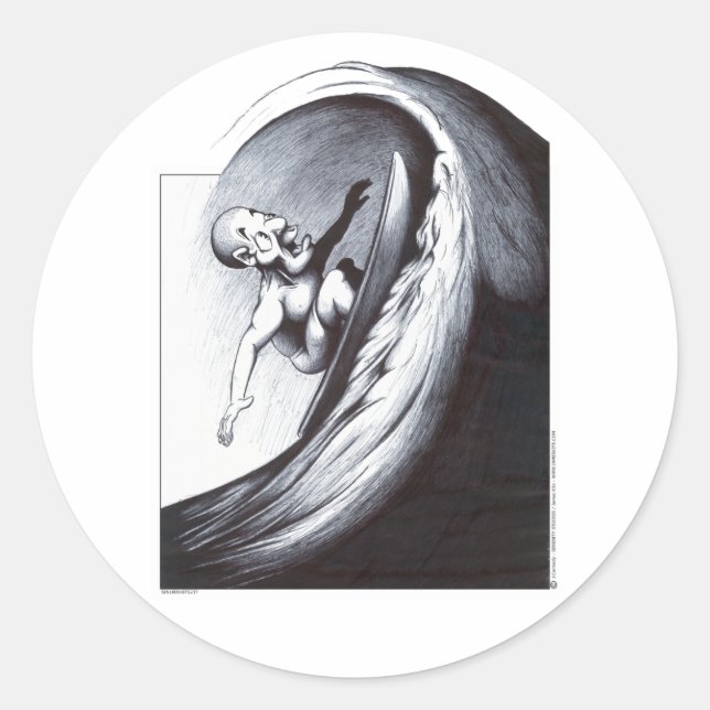 Surfer Runt Klistermärke (Framsida)
