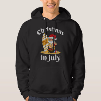 Surfer Santa Beer och BBQ julafton sommar jul i ju Hoodie
