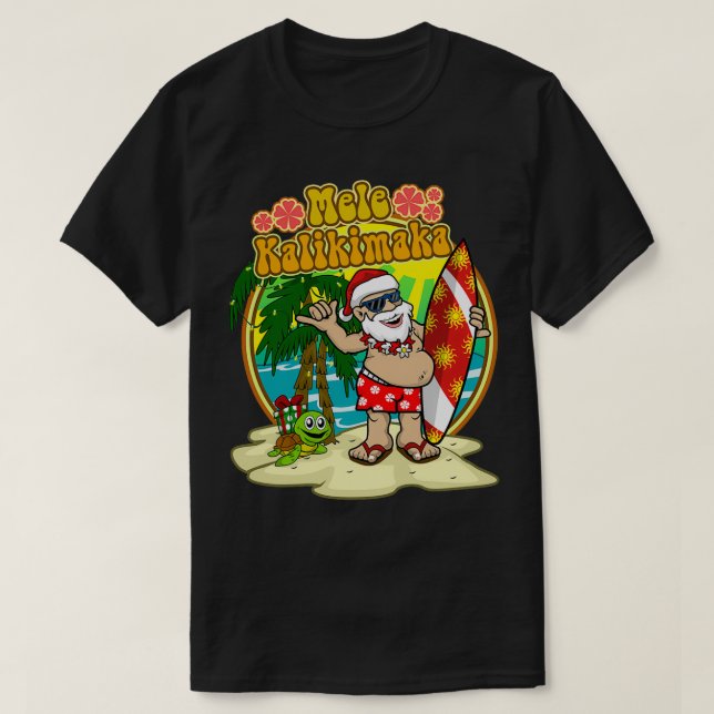 Surfer Santa Hawaiian jul T Shirt (Design framsida)