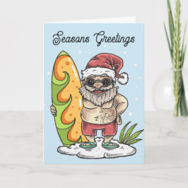 Surfer Santa med Tattojul Kort