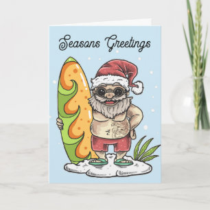 Surfer Santa med Tattojul Kort