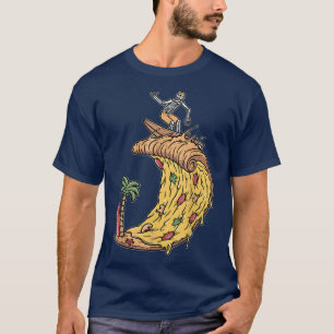surfer Shirt retro pizza boy Pizza Surfer Skeleton T Shirt