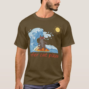 Surfer Shirt Retro Pizza Boy Surfer Cat Pizza Chee T Shirt