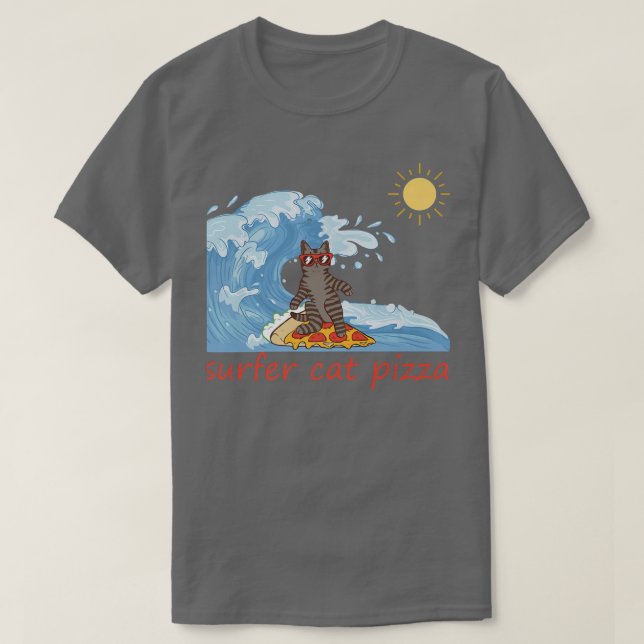 surfer Shirt retro pizza boysurfer cat pizza Chee T Shirt (Design framsida)
