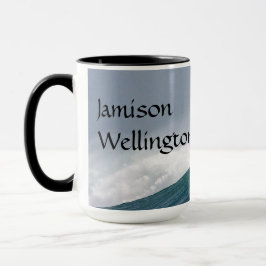 Surfer silhouette Catching a huge wave Personalize Mugg