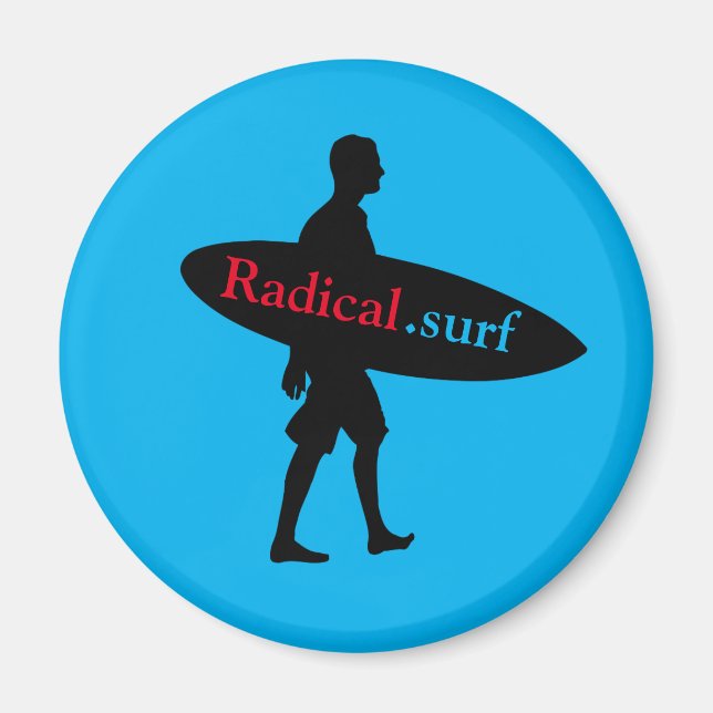 Surfer Silhouette teckning med ditt bord, tillsamm Magnet (Framsidan)