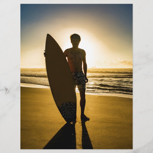 Surfer silhuett under soluppgång (Framsida)