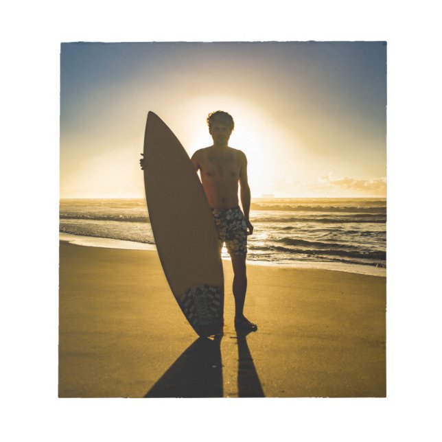 Surfer silhuett under soluppgång anteckningsblock (Framsida)