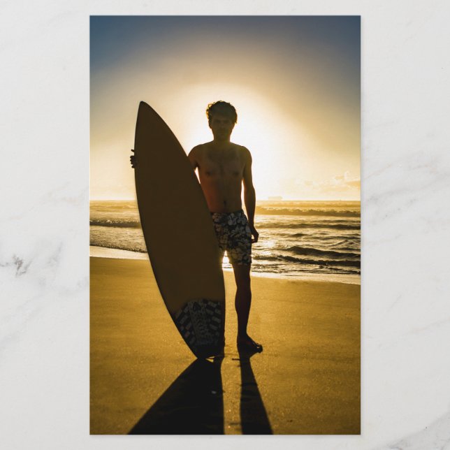 Surfer silhuett under soluppgång brevpapper (Framsida)