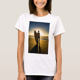 Surfer silhuett under soluppgång t shirt