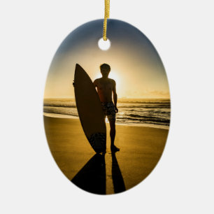 Surfer silhuette sunrise Ornament