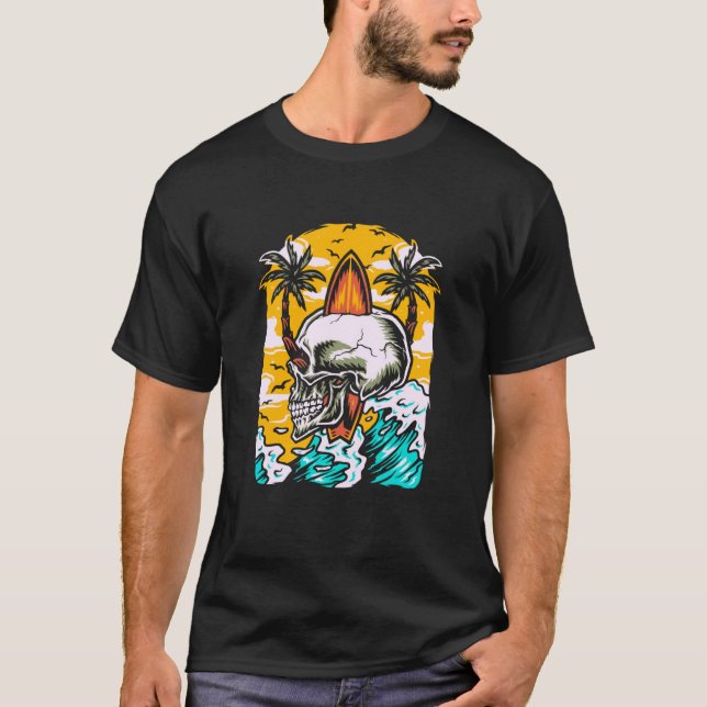 Surfer Skeleton Waves  Surfboard Surfrider Taco Su T Shirt (Framsida)