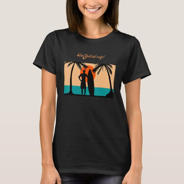 Surfer Sol Beach and Sea the Perfekt Wave T Shirt (Framsida)