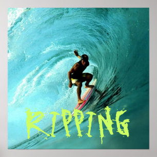 Surfer som kör en våg poster