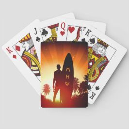 Surfer Sunset anpassningsbar monogram-spelkort Kortlek