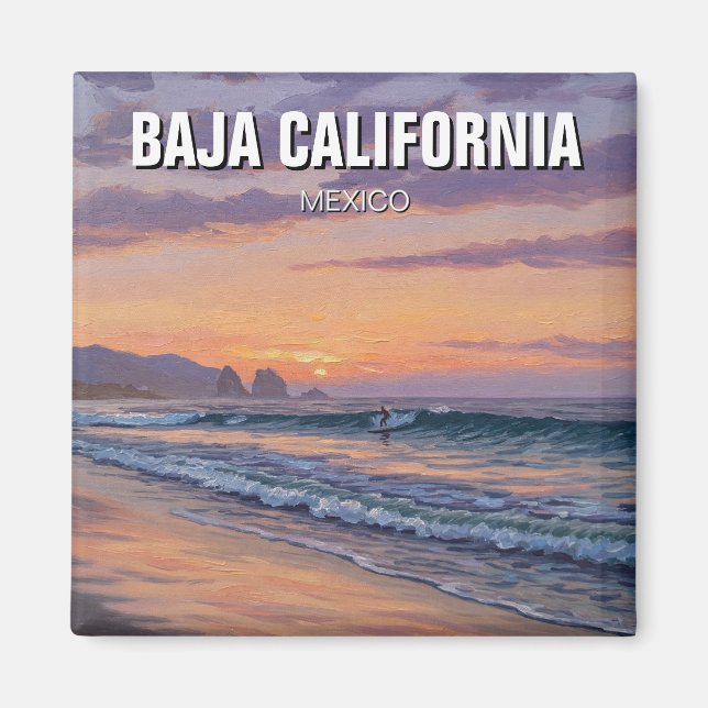 Surfer Sunset Baja California Magnet (Framsidan)