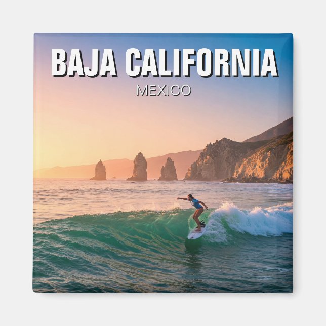 Surfer Sunset Baja California Magnet (Framsidan)