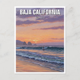 Surfer Sunset Baja California Vykort