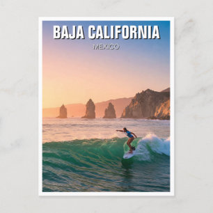 Surfer Sunset Baja California Vykort