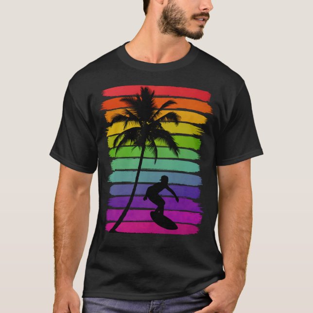Surfer Sunset Beach T Shirt (Framsida)