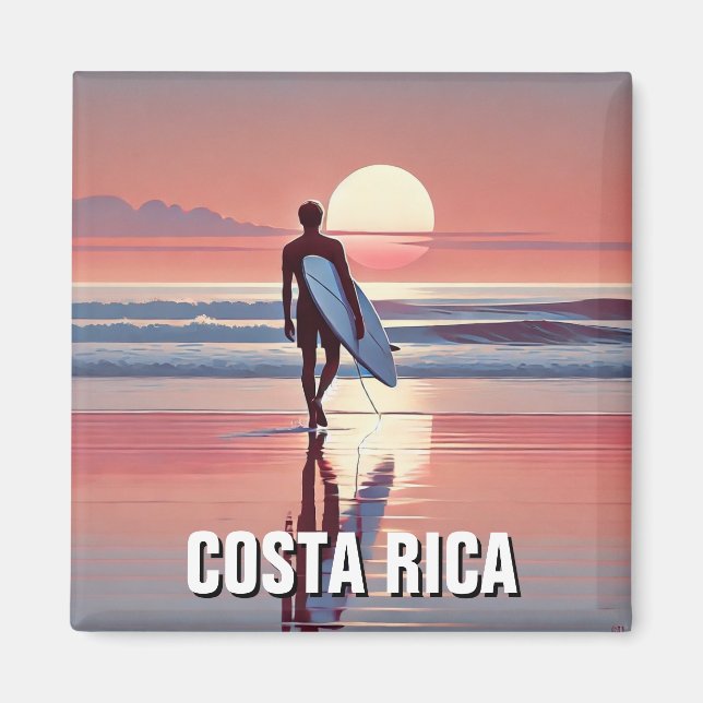 Surfer Sunset Costa Rica Magnet (Framsidan)