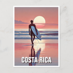 Surfer Sunset Costa Rica Vykort