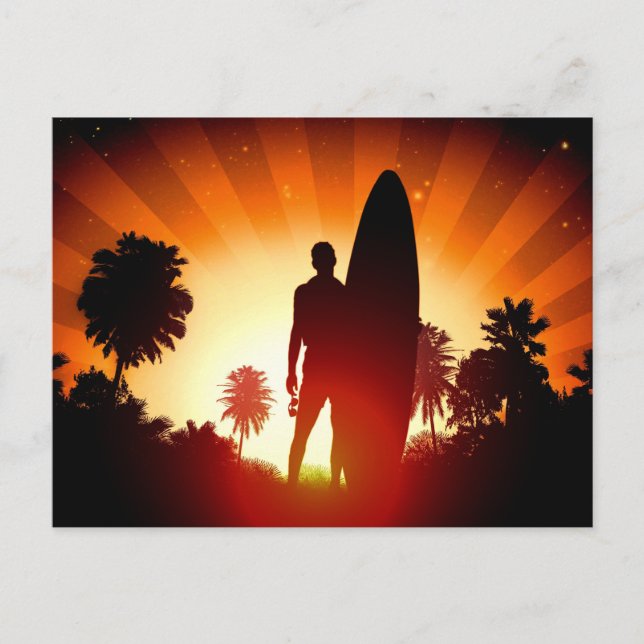 Surfer Sunset-vykort Vykort (Framsida)