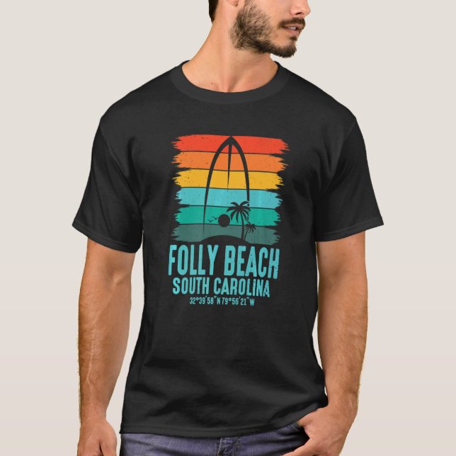 Surfer Surfa Board Folly Beach Surfing Surfing T Shirt (Framsida)