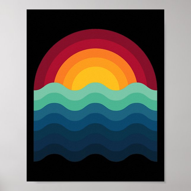 Surfer Surfboard Sunset Surf Surfing Wakeboard Wav Poster (Framsidan)