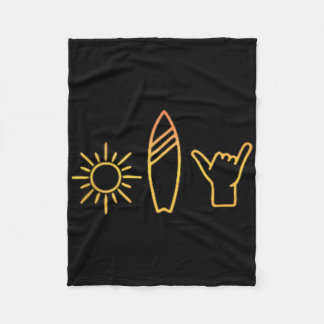 Surfer Surfboard Vintage Surfing Beach Summer Surf Fleecefilt