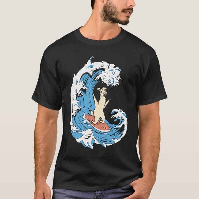 Surfer Surfboard Waves  Surfrider Surfing Llama T Shirt (Framsida)