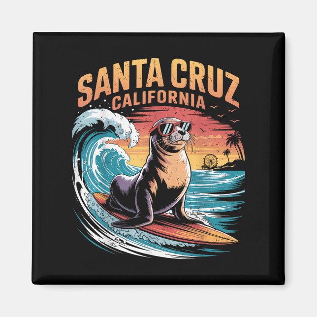 Surfer Surfing 70 s 80:e Santa Cruz California Ret Magnet (Framsidan)