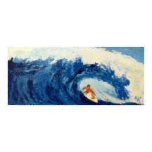 Surfer Surfing Blue Wave Ocean Sea Poster Artwork