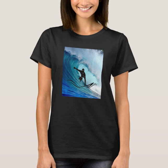 Surfer Surfing Hawaiian Waves Beach Summer Surfboa T Shirt (Framsida)