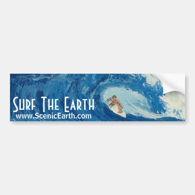 Surfer Surfing Surfer Bumper Sticker Art Bildekal (Framsidan)