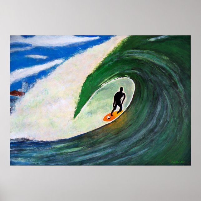 Surfer Surfing Tuberide wall of Sea vatten poster (Framsidan)