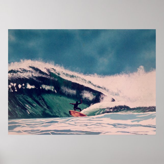 Surfer Surfing utanför Kaliforniens Big Sur kusten Poster (Framsidan)