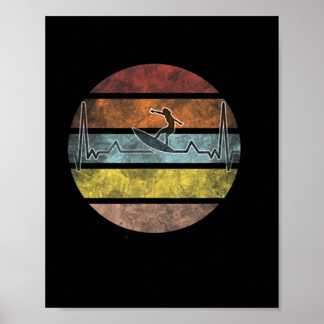 Surfer Surfing Wave Wing Foiling Surf Surfing Hear Poster (Framsidan)