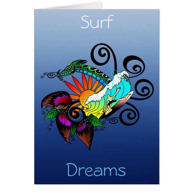 Surfer Tecknad Hälsningskort (Framsidan)