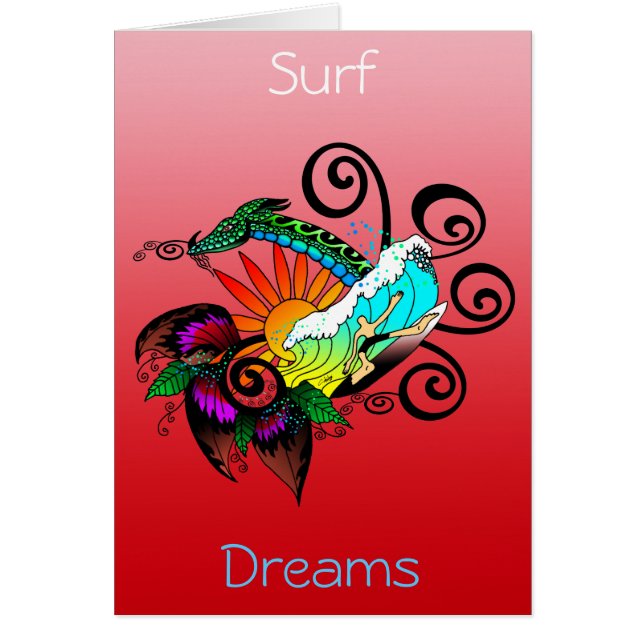 Surfer Tecknad Hälsningskort (Framsidan)