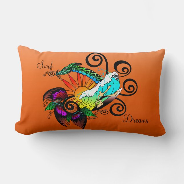 Surfer Tecknad Lumbarkudde (Framsida)