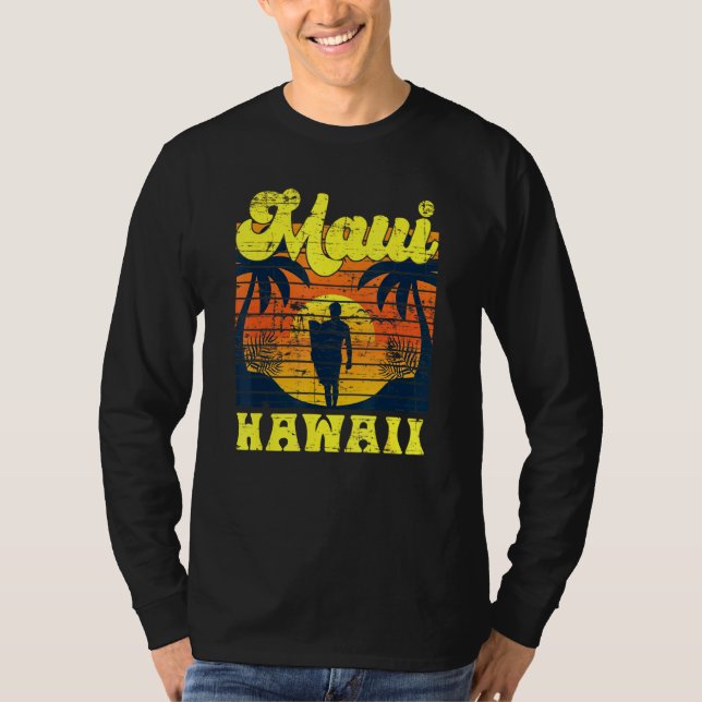 Surfer Tropical Sunset Hawaiian Summer Aloha Maui T Shirt (Framsida)