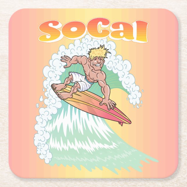 Surfer Underlägg Papper Kvadrat (Framsidan)