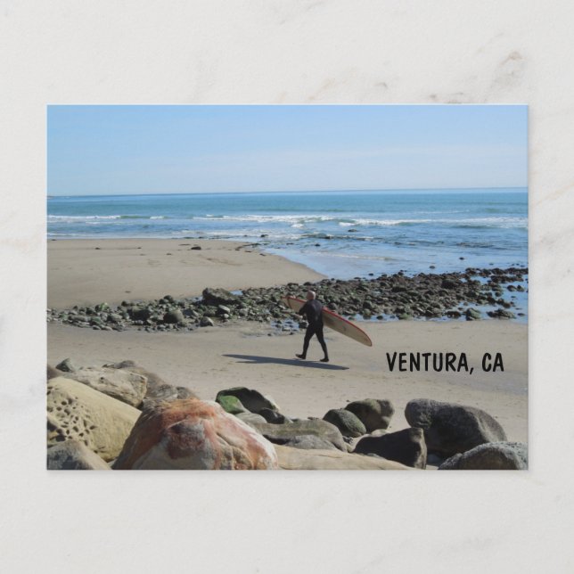 Surfer vid Rincon Beach, Ventura, CA Vykort (Framsida)