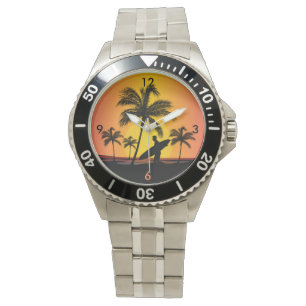 Surfer vid solnedgång armbandsur