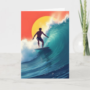 Surfer vid Sunset Fars dag Kort
