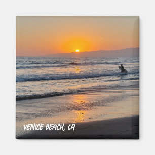 Surfer vid Sunset - Venedig Beach, CA Magnet