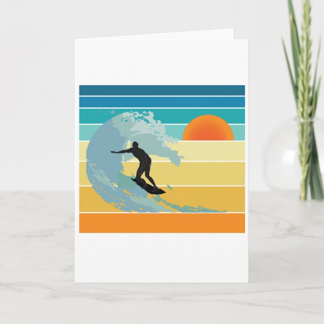 Surfer Vintage Sunset Kort (Framsida)