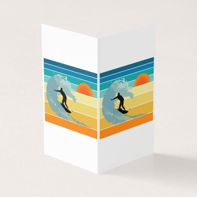 Surfer Vintage Sunset Kort (Utsida)