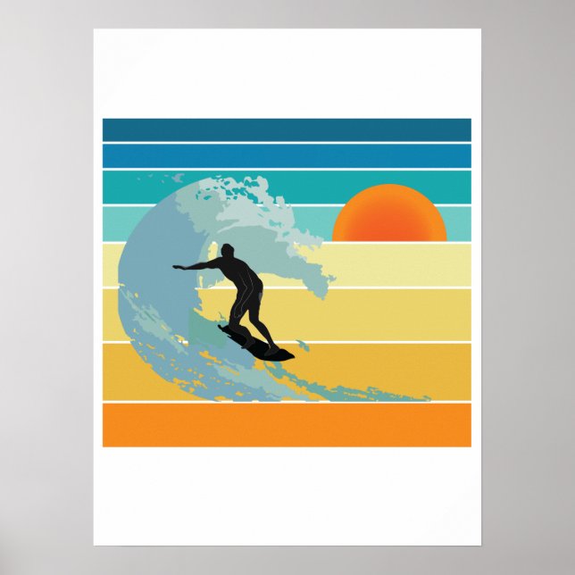 Surfer Vintage Sunset Poster (Framsidan)